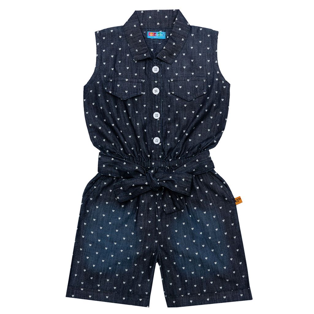 Buy Girls Ice Blue Embroidery Denim Jumpsuit Online at Sassafras